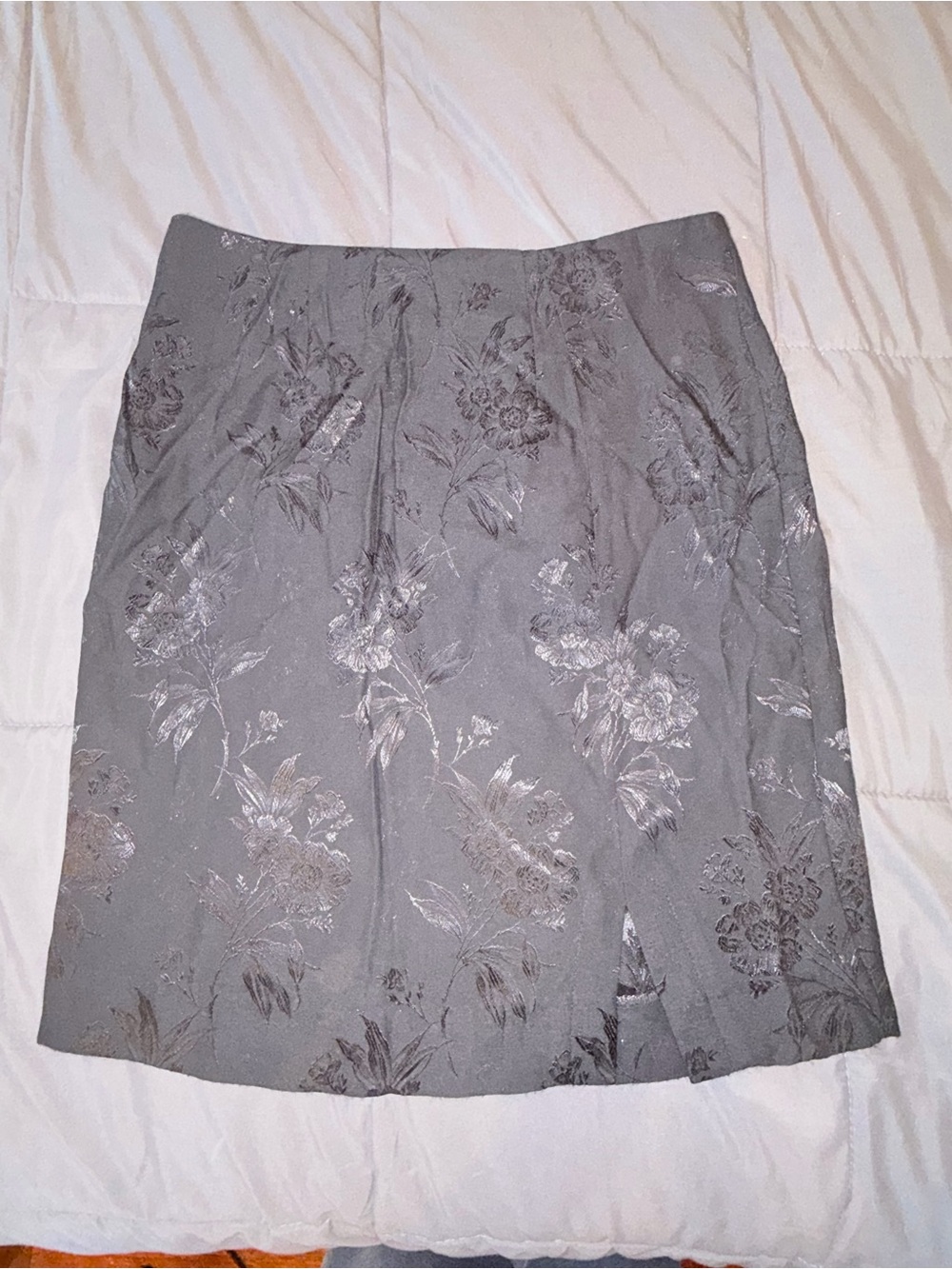 Vintage Black Floral Jacquard Pencil Skirt - Picture 1 of 6